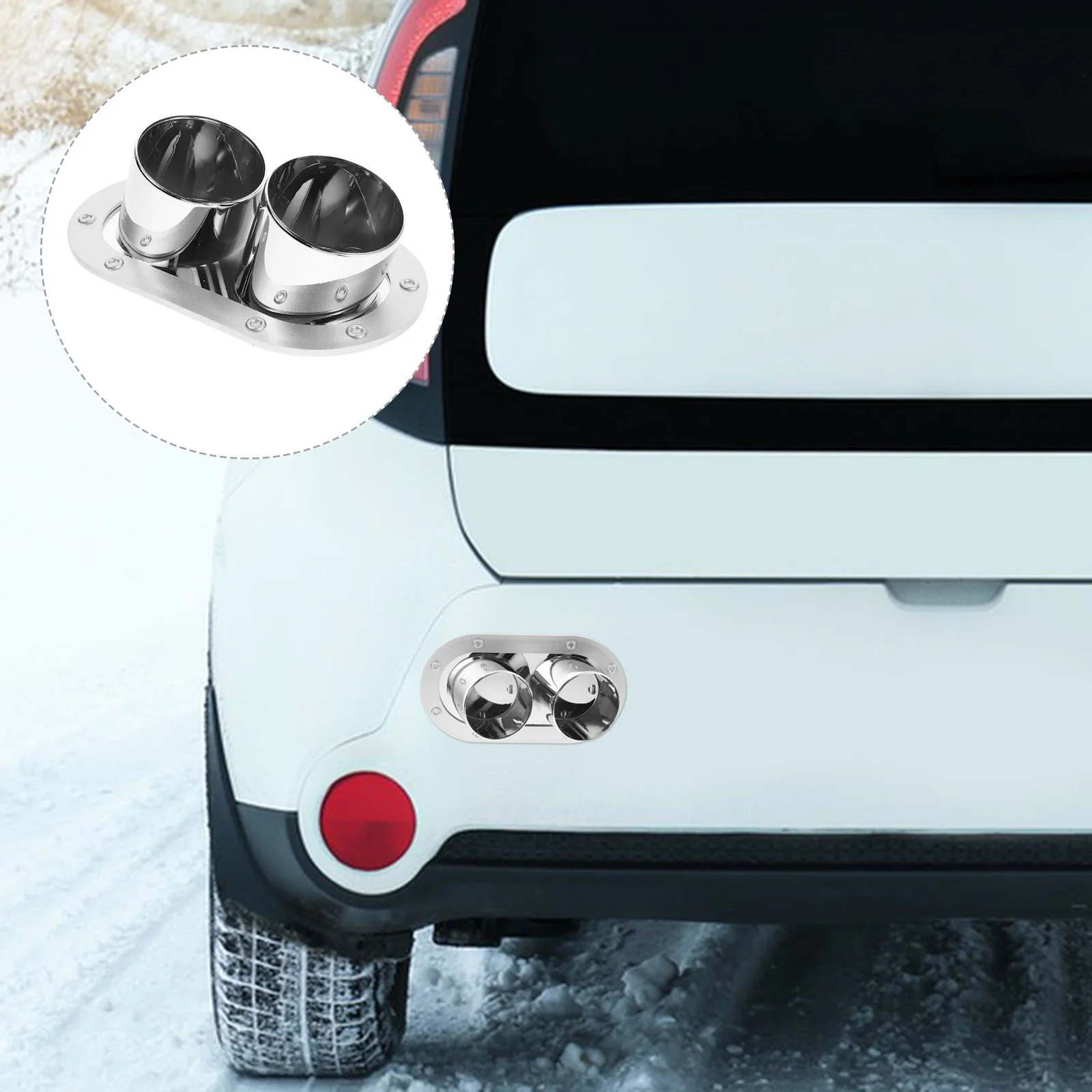 Dual Exhaust Pipe Decorative Stickers on Bumper Decoration Automotive Tail Anti-scratch Car Accesories Fake Muffler Simulated