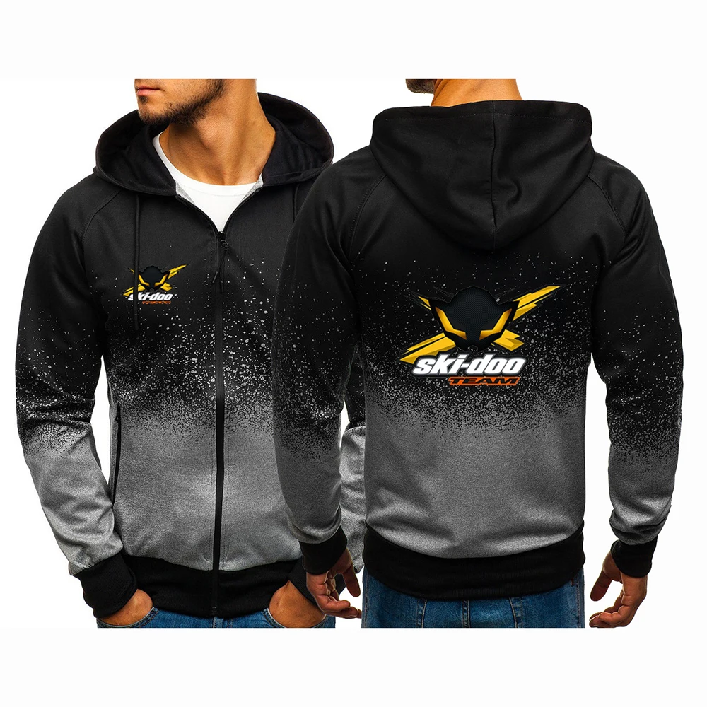 2023 Spring Autumn Ski Doo Can-am Logo Print Gradient Color Hooded Jacket Sweatshirt Personality Hip Hop Trendy Comfortable Coat