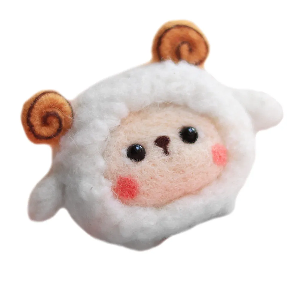 1Set Premium Wool Felting Kit Sheep Shape DIY Craft Supplies Bright Color Safe Smooth Surface for Creative Needle Felting