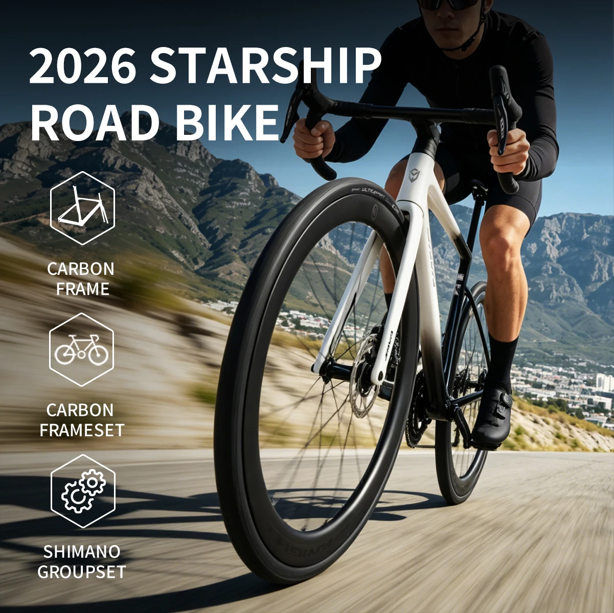 

Шоссейный велосипед SAVA 2026 Starship Deluxe из карбона с групсетом SHIMANO 105 7120 и градиентной иридесцентной рамой