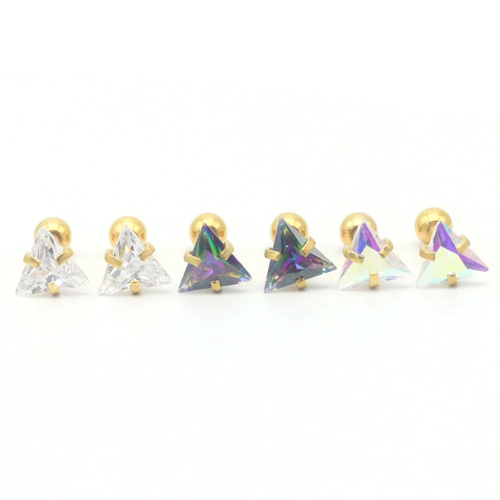 Stud Earrings 316l Stianless Steel AAA Zircon Round Needle Brief Jewelry For Choose No Allergy