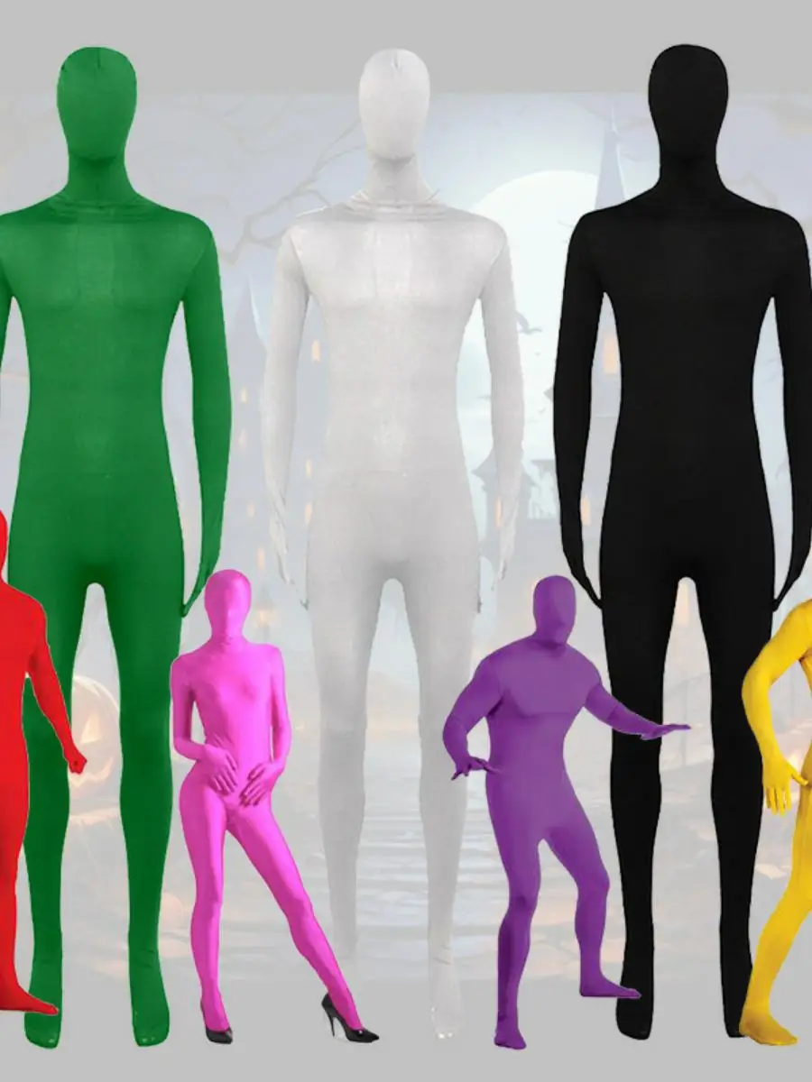 

loween Cosplay Costume Invisible Cloak Tight One-Piece Suit for Men And Women Adult Invisible Costume Bla Suit Ensemble