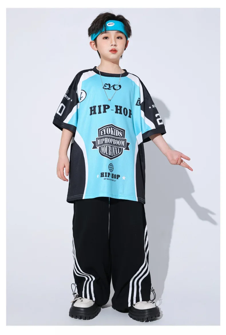 T-shirt hip-hop ad asciugatura rapida hip-hop allentata della Corea del Sud per bambini Pantaloni casual Bello costume da ballo