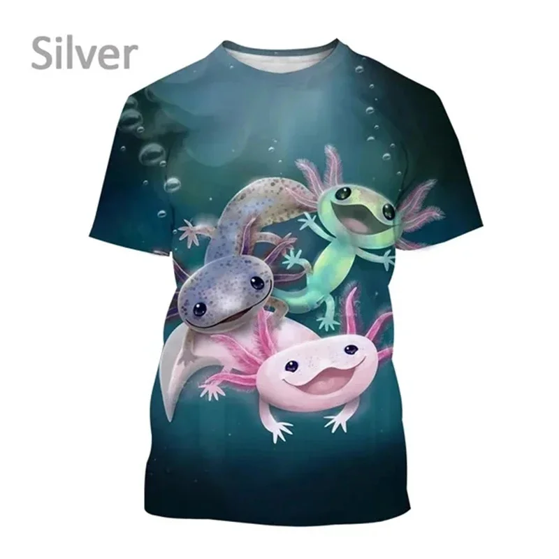 Summer New 3D Printed Cute Animal Axolotl T Shirt Cynops Pogona Vitticeps Graphic T-shirts For Men Streetwear Funny Short Sleeve