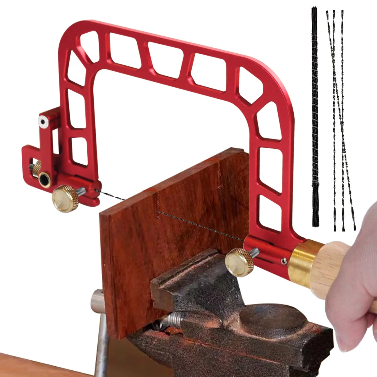 

Coping Saw with Cam Lever Tension Aluminum Alloy Frame Fret Saw with Diamond Wire Jigsaws Ceramic Glass Metal Accurate Cutting