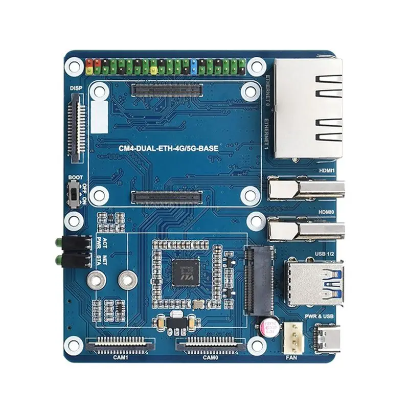 

B29C-For Raspberry Pi CM4 Dual Gigabit Ethernet Port Backplane Core Board Computing Module 5G/4G/USB Iot Expansion Board