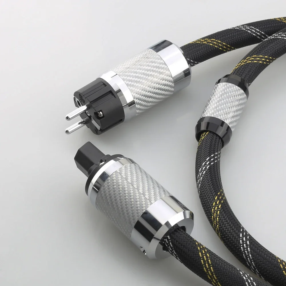 

High-End HiFi Power Cable 125V 15A Audiophile Amplifier Power Cord with Carbon Fiber Plug US/EU/AU C15 IEC Female