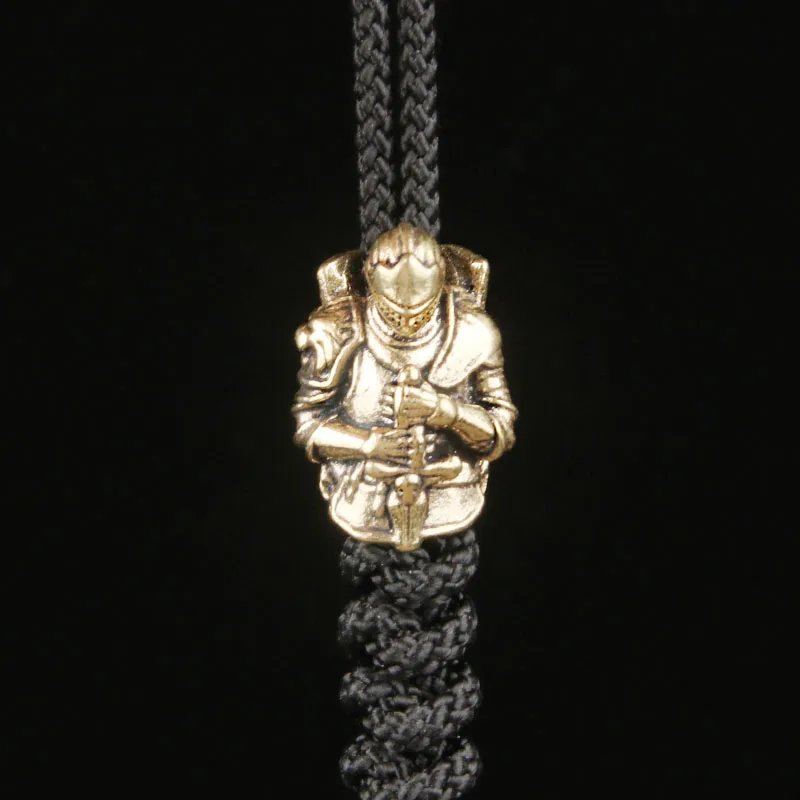 Brass Templar Knight Knife Bead Samurai EDC Paracord Pendant Handmade Accessories Charm Keychain Hanging Ornament Spacer Bead