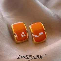 DREJEW Drip Oil Square Earrings for Women Stylish and Versatile Stud Earring Retro 2025 Korean Fashion Jjewelry Wholesale Gifts