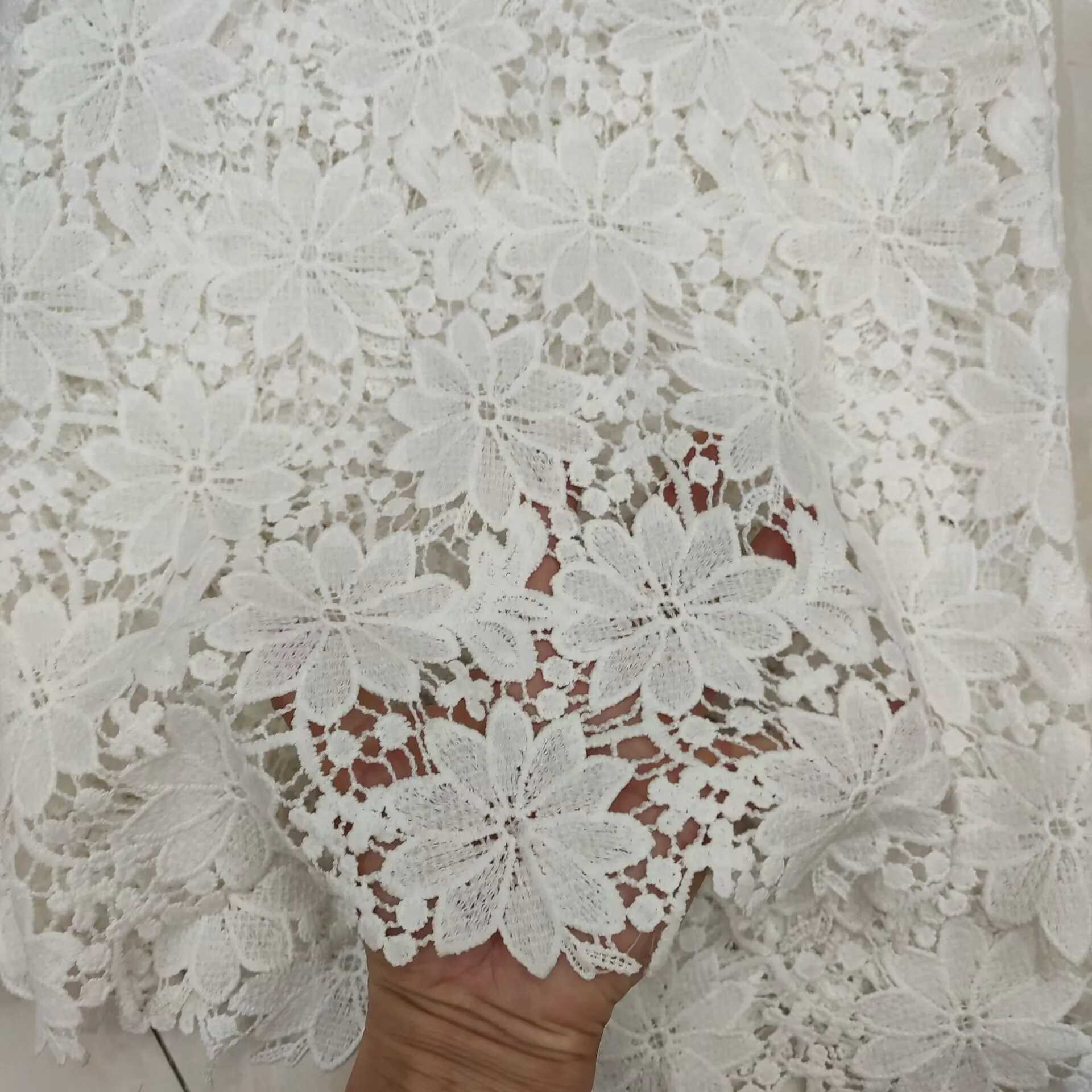 White African Guipure Cord Lace Fabric 2023 High Quality Nigerian Milk Silk Lace Fabric For Woman Evening Dress Sewing PJFT2315