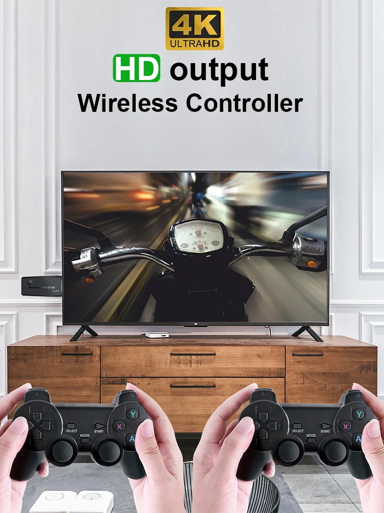 لعبة فيديو Stick Lite 4K لعبة فيديو M8 وحدة تحكم 64 جيجابايت وحدة تحكم لاسلكية مزدوجة لعام 20000 ألعاب ريترو هدية عيد الميلاد للأطفال 4K HDMI
