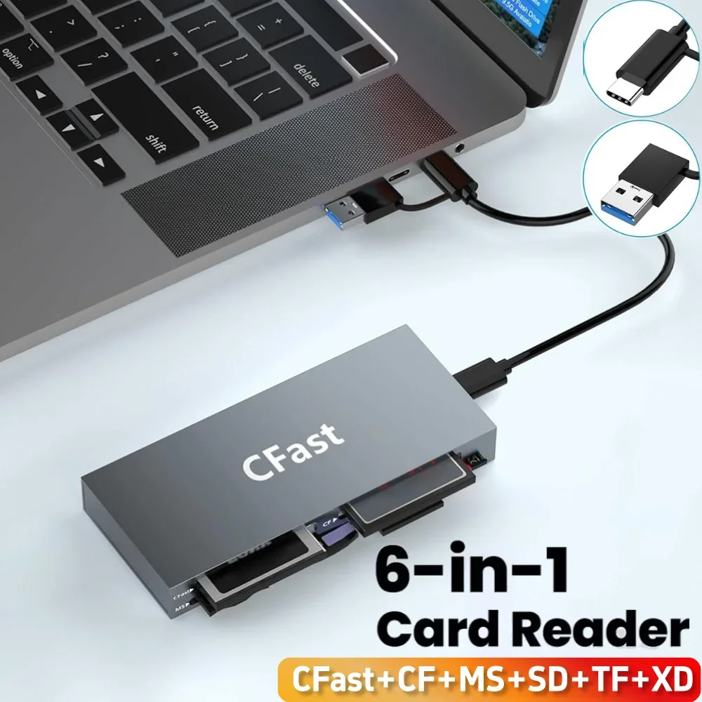 6-in-1-usb-30カードリーダー-cfast-cf-ms-sd-tf-xdメモリーカードアダプター-多機能カードリーダー-高速5gbps-ノートパソコン対応