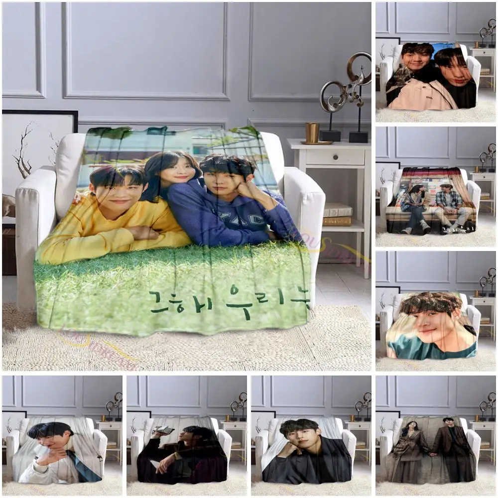 

Korean Drama Our Beloved Summer Series Printed Blankets Choi Woo-shik Kim Da Mi Print Flannel Blanket Tv Show Quilt Fans Gift