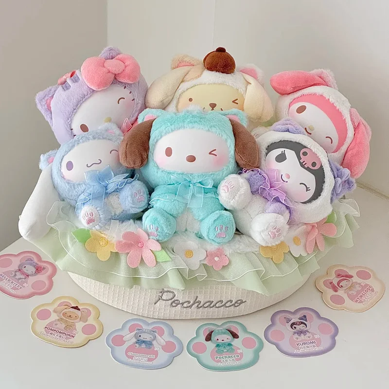 

Original Sanrio Play With Kittens Blind Box Hellokitty Toy Kuromi Melody Mystery Box Vinyl Doll Anime Figure Pendant Kids Gift