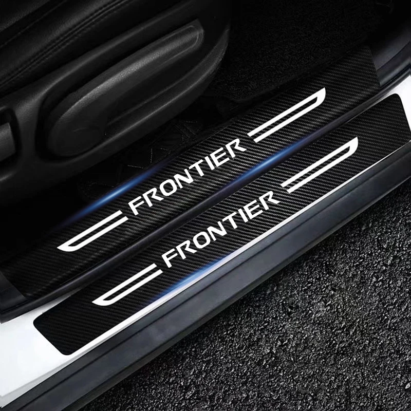 Carbon Fiber Car Door Pedal Strips for Nissan Frontier Logo Auto Door Threshold Sill Protective Rear Trunk Bumper Guard Stickers