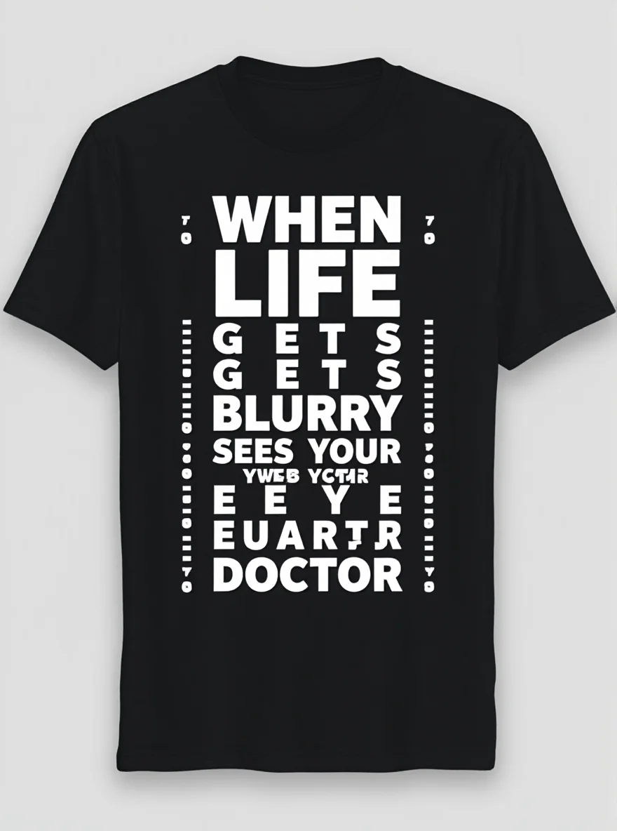 

Men's Optometrist T-Shirt - "When Life Gets Blurry" Snellen Chart Cotton Casual Tee