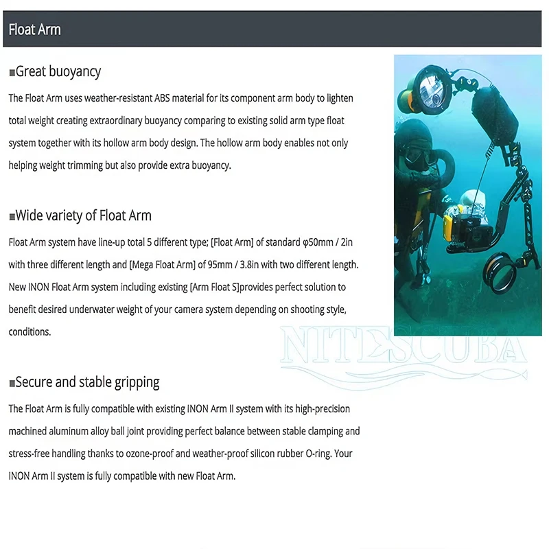 Inon Buoy Mega Float Arm S M ML Super Buoyancy Arm S Block Floating Strobe Light Diving Tube Underwater Camera Case Photography