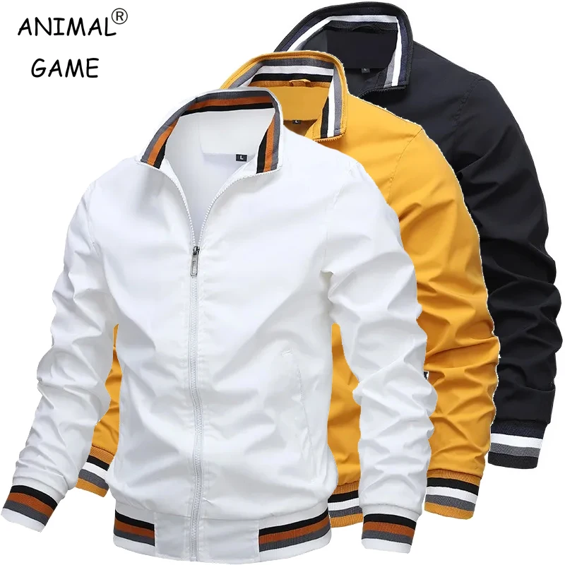 New Men\'s Stand Collar Zipper Jacket Casual Outdoor Waterproof Sweatwear Jogging Bomber Coat Windbreaker Jacket for Men