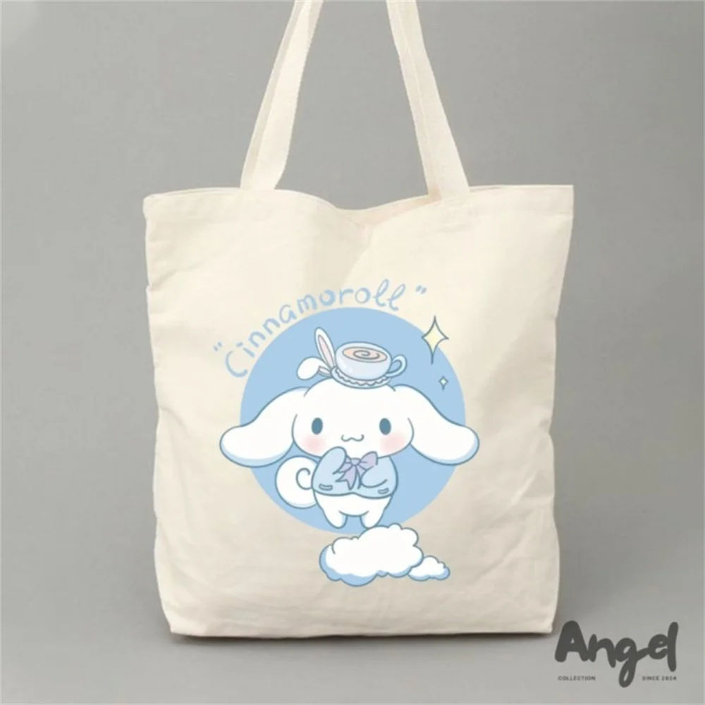 MINISO ديزني سانريو كورومي حقيبة نسائية صغيرة حقيبة لطيف مرحبا كيتي طالب سعة كبيرة حقيبة كتف قابلة لإعادة الاستخدام حقيبة تسوق صديقة للبيئة #2