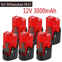 For 12V Milwaukee Battery 3Ah Compatible with Milwaukee M12 XC 48-11-2410 48-11-2420 48-11-2411 12-Volt Cordless Tools Battery