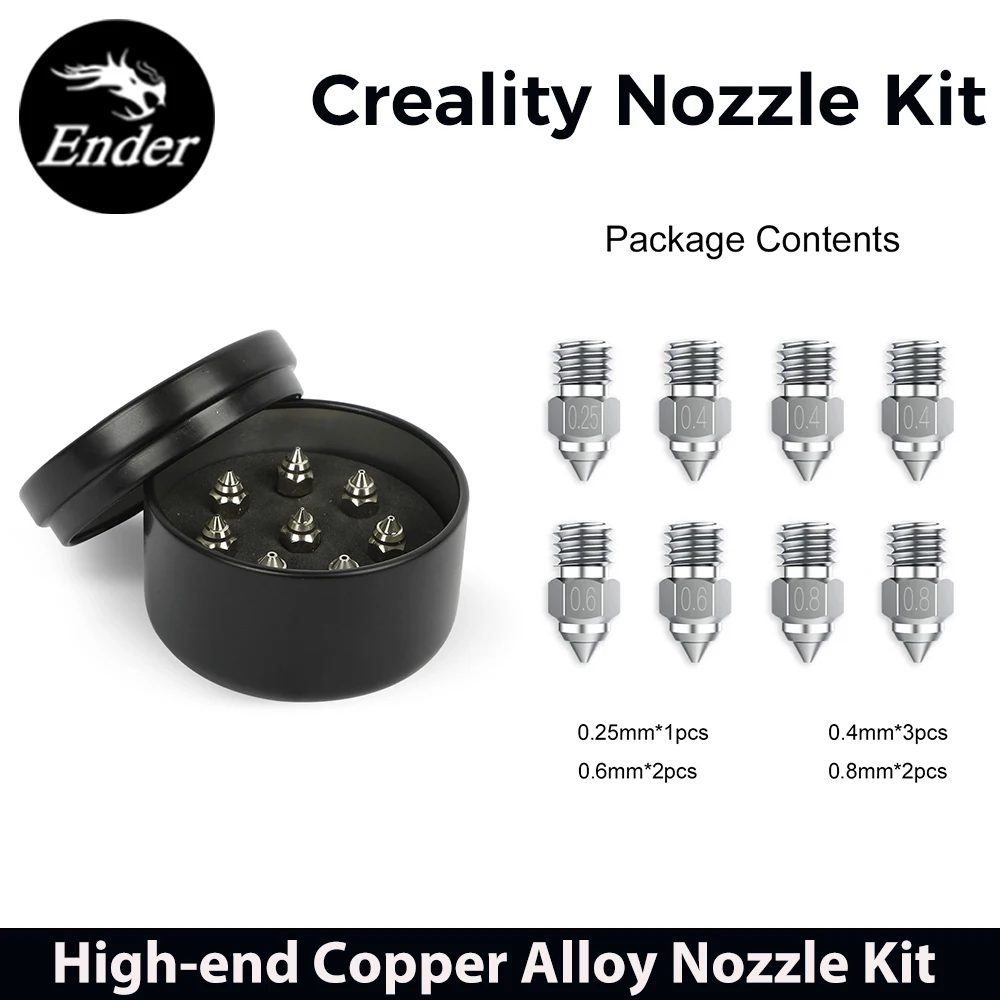 

Комплект насадок из сплава Creality, высококачественная медь, обновление, высокая твердость, теплопроводность, круговое отверстие, детали 3D-принтера