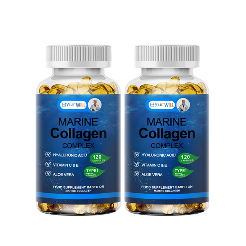 Marine Collagen Capsules with Hyaluronic Acid, Vitamin C & E - Preserve Beauty Firm Skin, Strong Nails & Hair, Healthy Joints