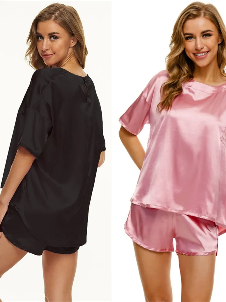 

Women's Casual Two-Piece Pajamas New Sle V-Ne Long Sve Mid-Length Skirt Set Comfortable Polyester Home Wear