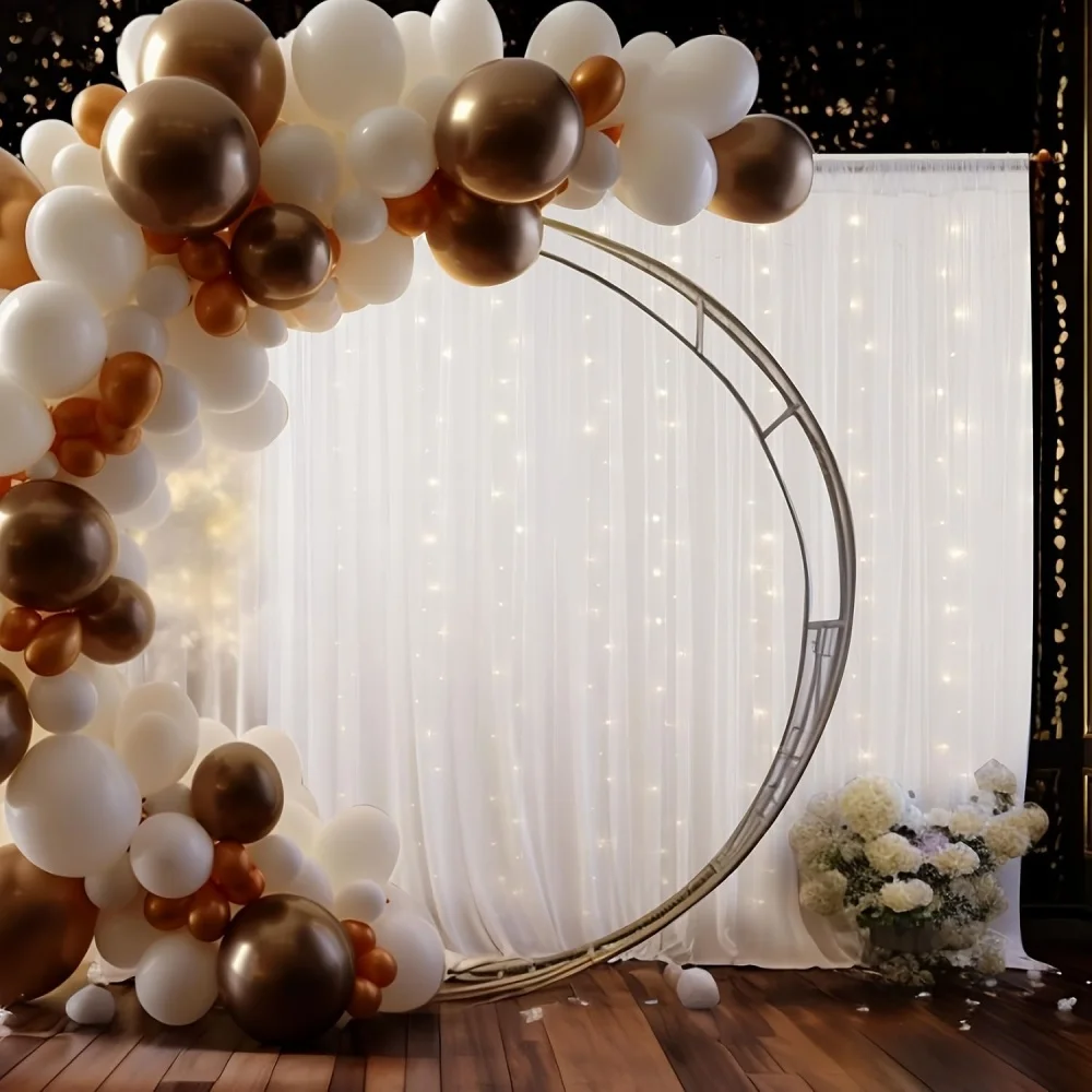 3M Hochzeits-Tüll-Hintergrundvorhänge Lichterkette Weißer Mesh-Gaze-Stoff für Outdoor- und Heimdekoration bei Geburtstagsfeiern und Fotografie-Zubehör – Detail 12