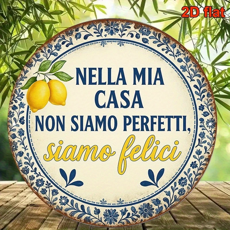 20cm 1Pcs 2D Retro Rural Farm Natural  Iemon Theme Italian Proverb Wooden Disc Furniture Hanging Wall Decoration Birthday Gift,