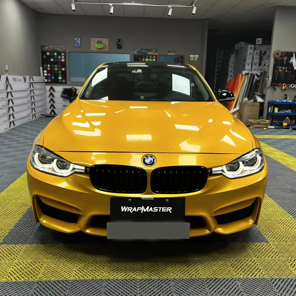 Wrapmaster 5M/10M/18M PPF Auto Body Super Gloss Metallic Car Wrap Yellow Removable Car Sticker Vehicle Protection Film