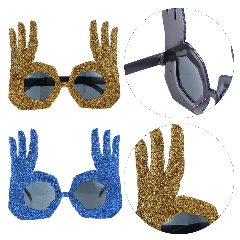 

2Pcs Funny Glasses Decorative Props for Party Halloween Adults Glitter Eyewear Hand Gesture Novelty Accessories Christmas Kids