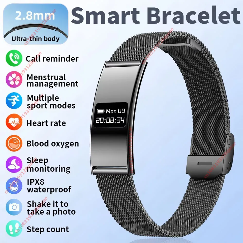 2026 New Smart Bracelet Ultra-thin Heart Rate Blood Oxygen Sleep Monitor IPX8 Waterproof Smart Watch Sports Women Men Band Ht30