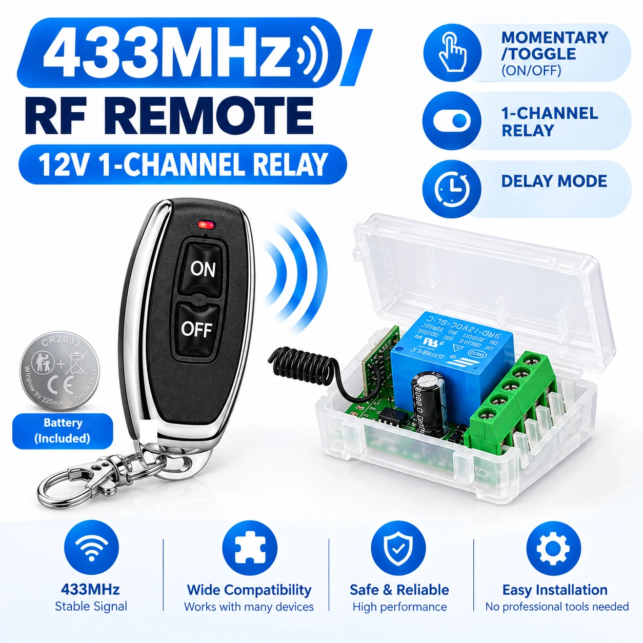 DC 12V 433Mhz RF 무선 원격 제어 스위치  - Smart Home Door Lock 리뷰 및 가격