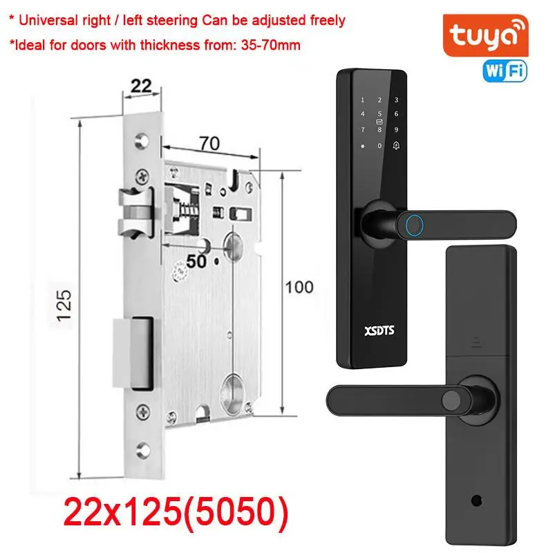 2025 Tuya Wifi Electronic Smart Door Lock With Biometric Fingerprint / Smart Card / Password / Key Unlock/ USB Emergency Charge