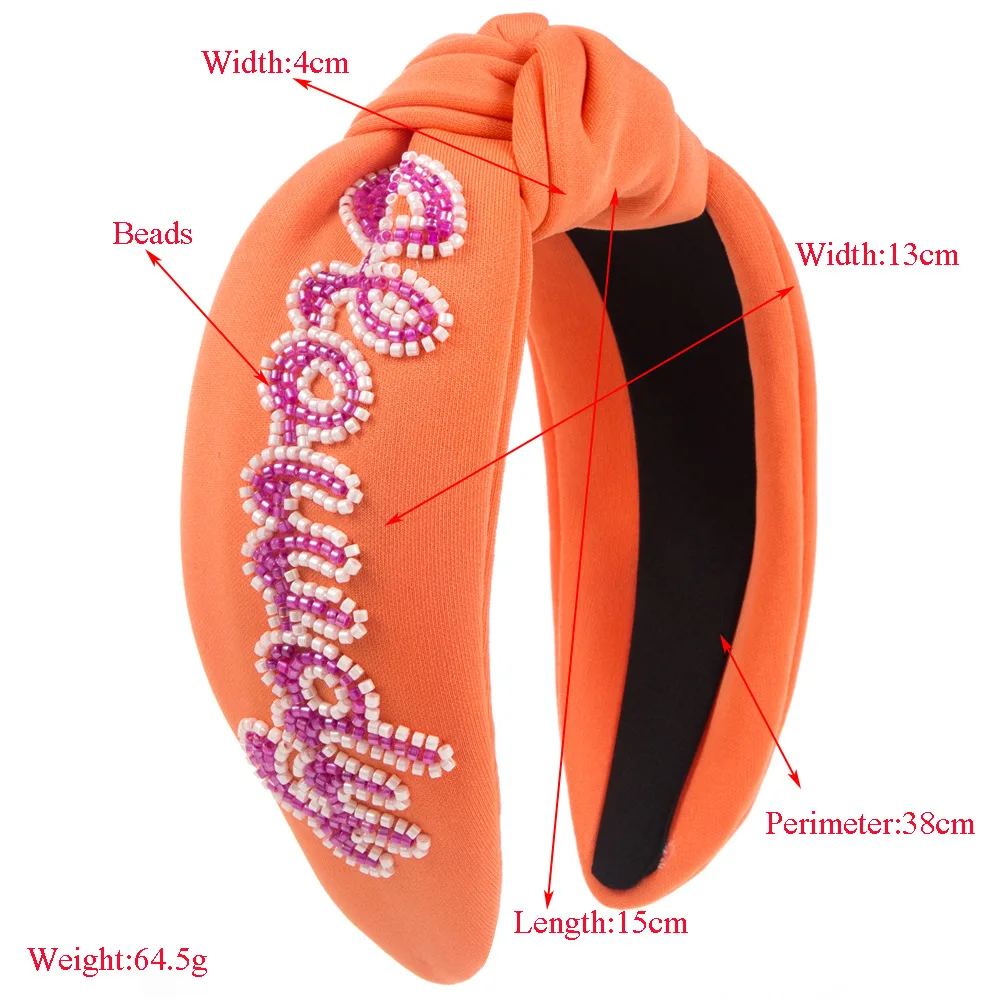 New handmade rice bead letter headband Internet celebrity trend personality wide edge party high quality hair accessories