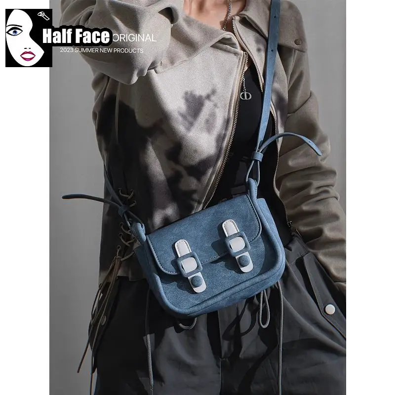 Y2k Mädchen Harajuku Frauen Gothic Blue Denim Muster vielseitige Handtasche Punk eine Schulter fortschritt liches Design Lolita Umhängetaschen Tasche