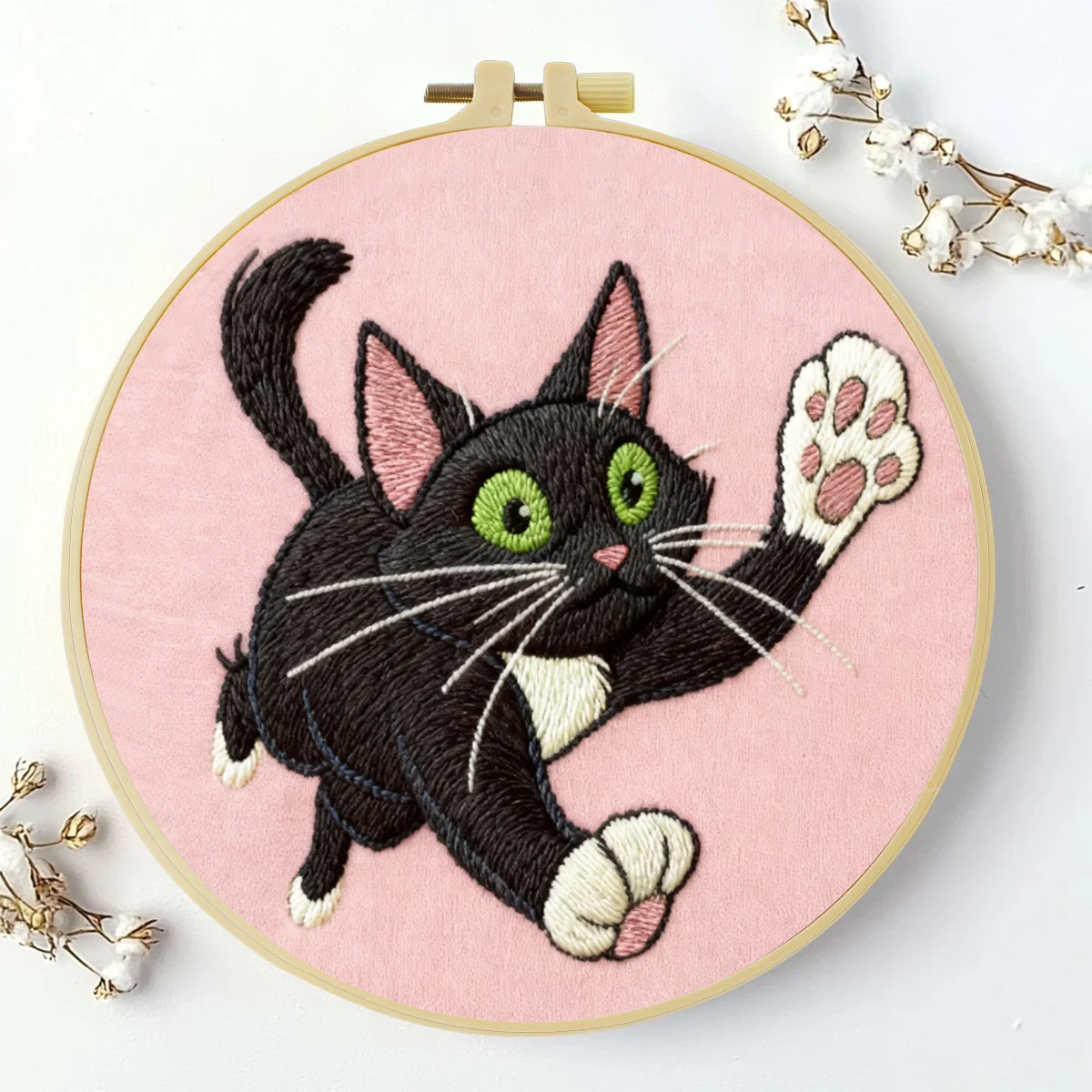 1 Stück 20X20CM/15X15CM 7,87/6,3 Zoll Katzen-Stickerei-Starter-Kit DIY-Kit DIY-Stickerei-Set Handarbeiten Malerei Nadelkunst – Detail 2