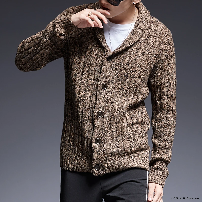 2023 New Fashion Brand Sweater Man Cardigan Thick Slim Fit Jumpers Knitwear High Quality Autumn Korean Style Casual Mens Clothes