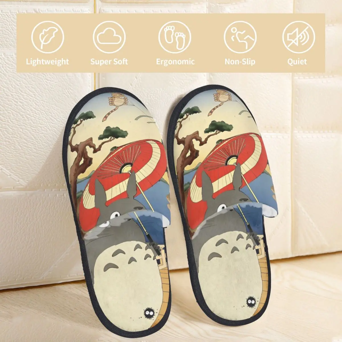 Cartoon Funny Cute T-Totoros House Slippers Living Room  Soft Memory Foam Slides Non Slip