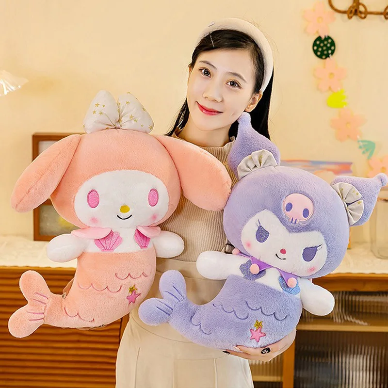 40 سنتيمتر سانريو حورية البحر ألعاب من نسيج مخملي أسود جميل ميلودي أفخم دمية سوبر لطيف فتاة غرفة نوم الديكور دمية هدية عيد