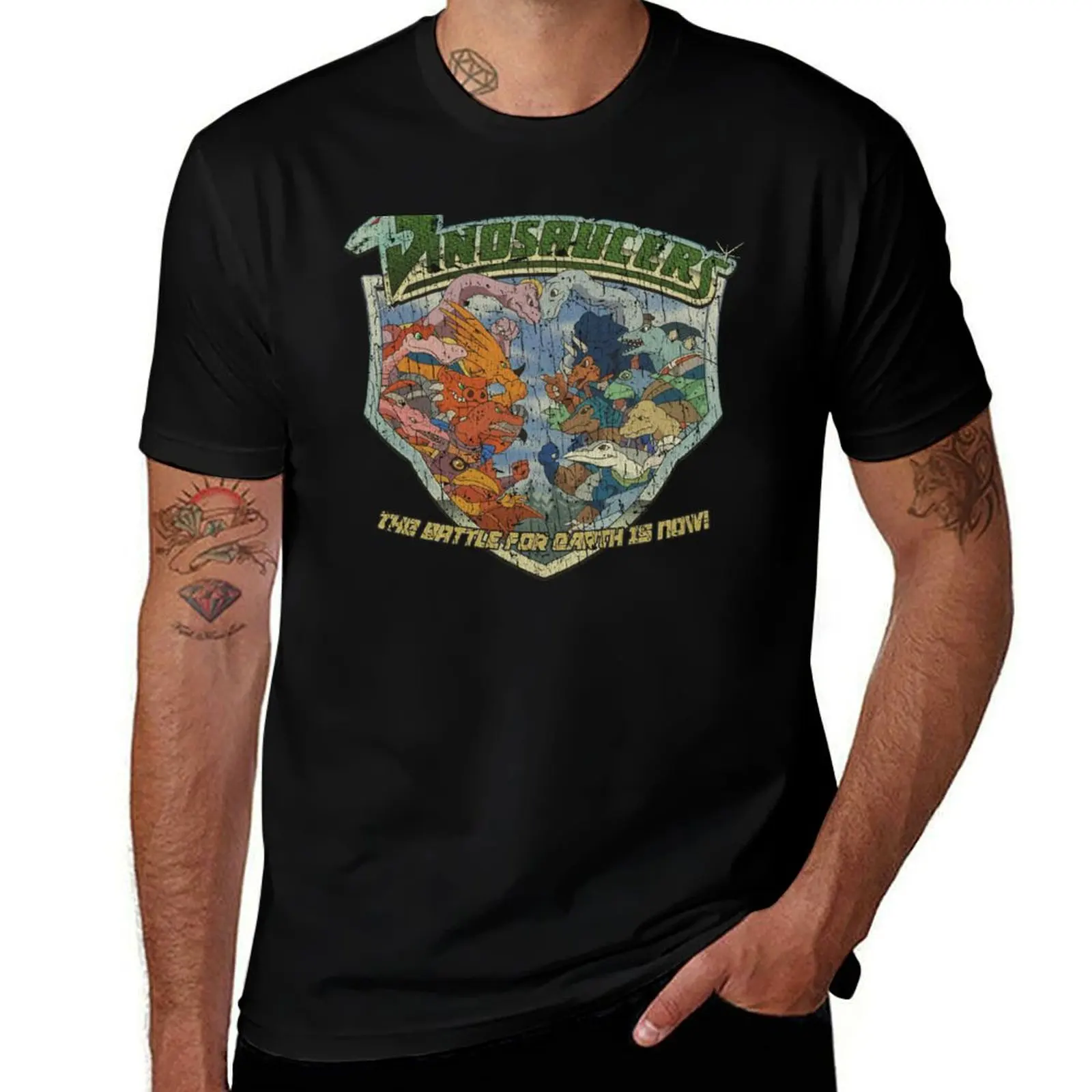 

Dinosaucers Battle for Earth 1987 T-Shirt Basic Short Sleeve T-Shirt for Men