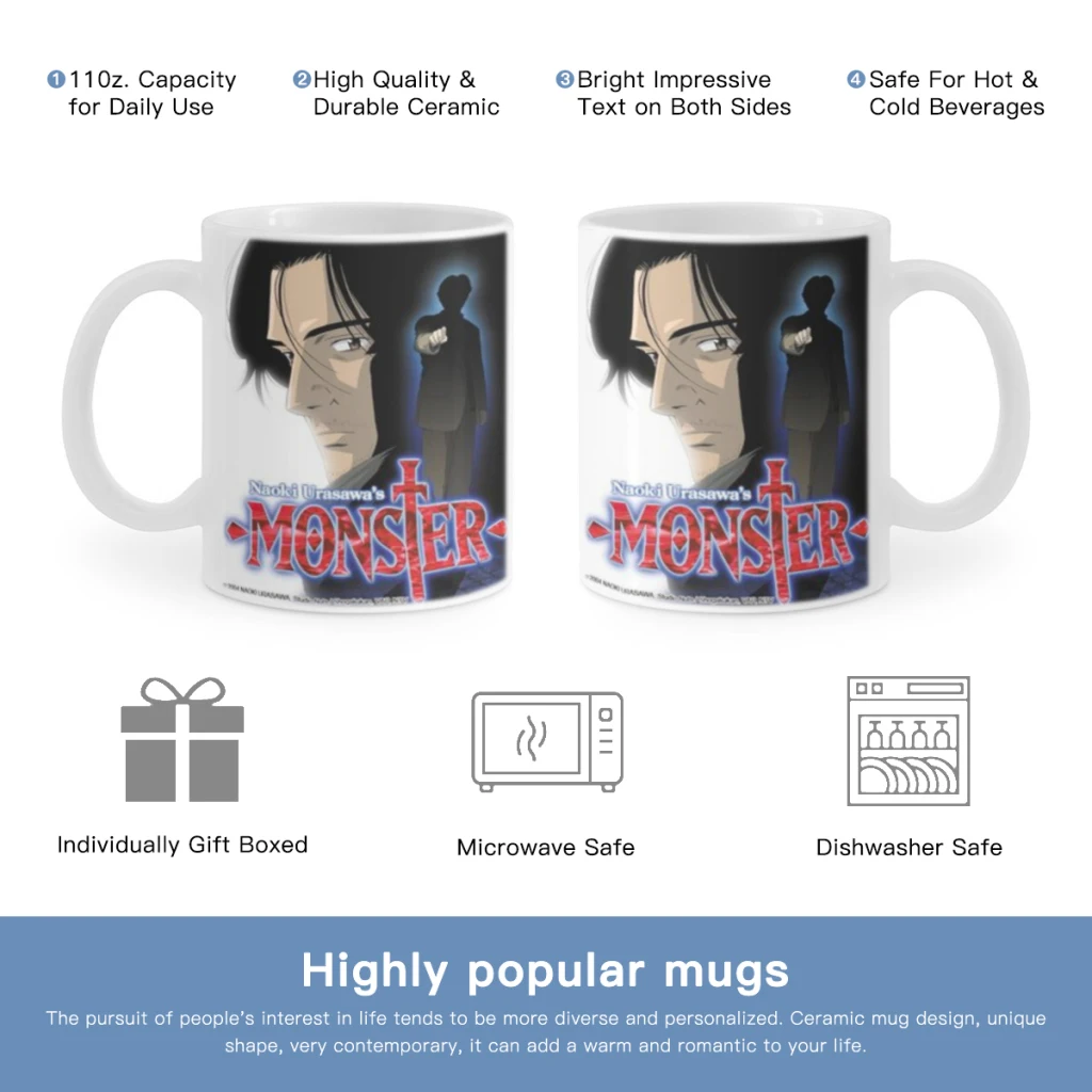 

N-Naoki Urasawa S Monster Anime Classic Free shipping Mug 11oz Ceramic Coffee Mug Friends Birthday Gift Mug