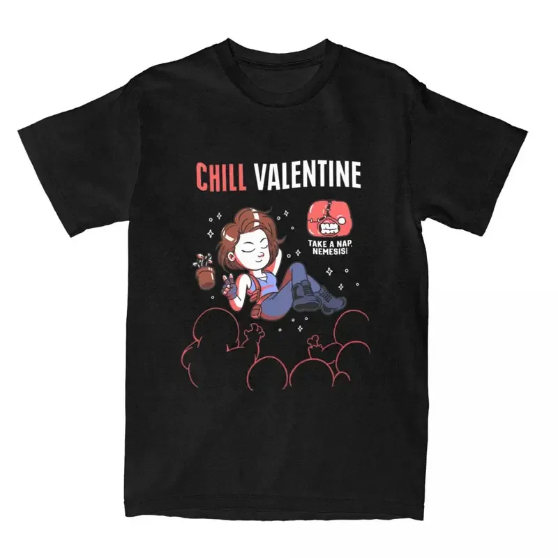 Residents Evils Chill With Jill Valentine T-Shirt Men Horror Games Fun Pure Cotton Tees Crewneck Short Sleeve T Shirts