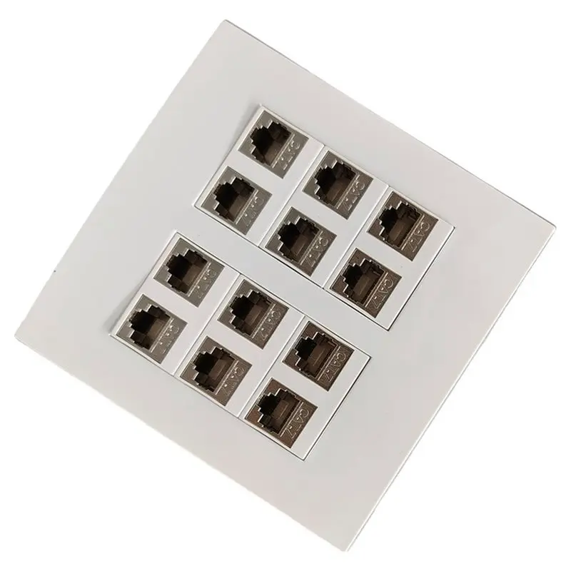 A13E-12 Ports Shield CAT7 RJ45 LAN Wall Panel Faceplate Ethernet Shielded CAT.7 For Keystone Jack Socket For 10GB Internet