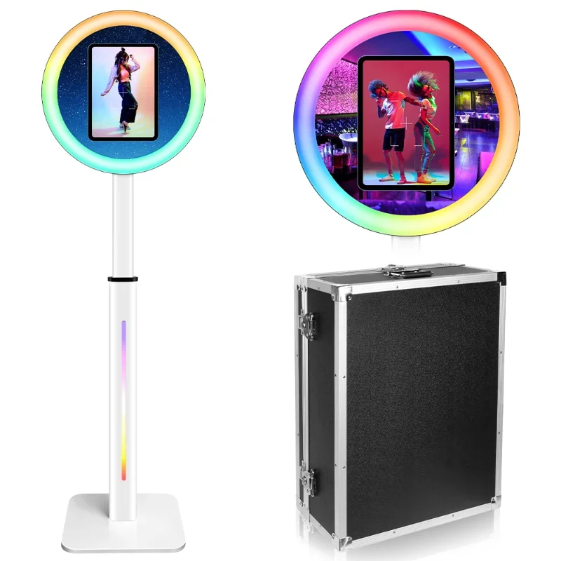 LED Ringlight Social Media Booth Portable Floor Stand Photo Booth Kiosk Station for 9.7-12.9