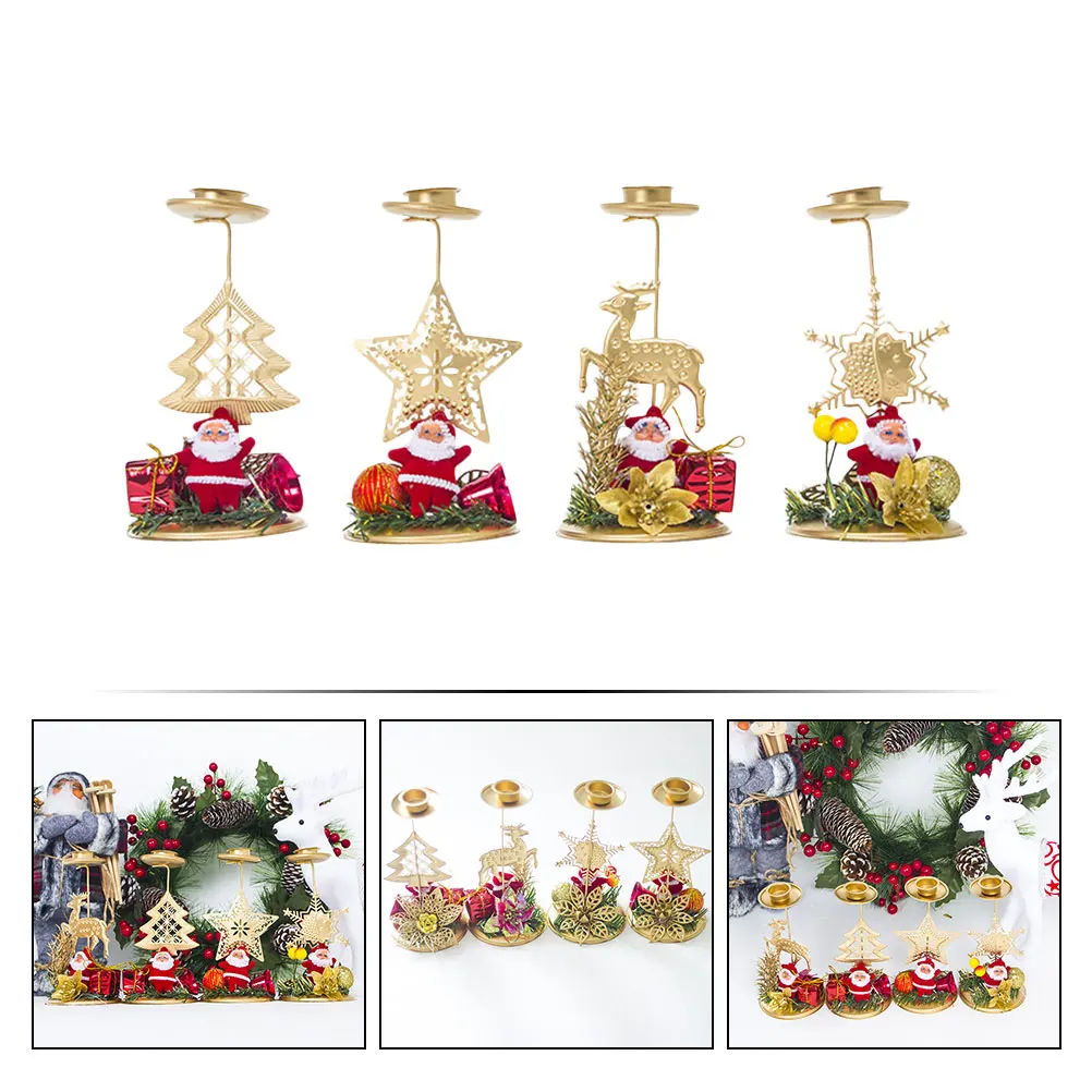 

4 Pcs Vintage Candlestick Decorations Dining Room Table Iron Holder Wall Christmas