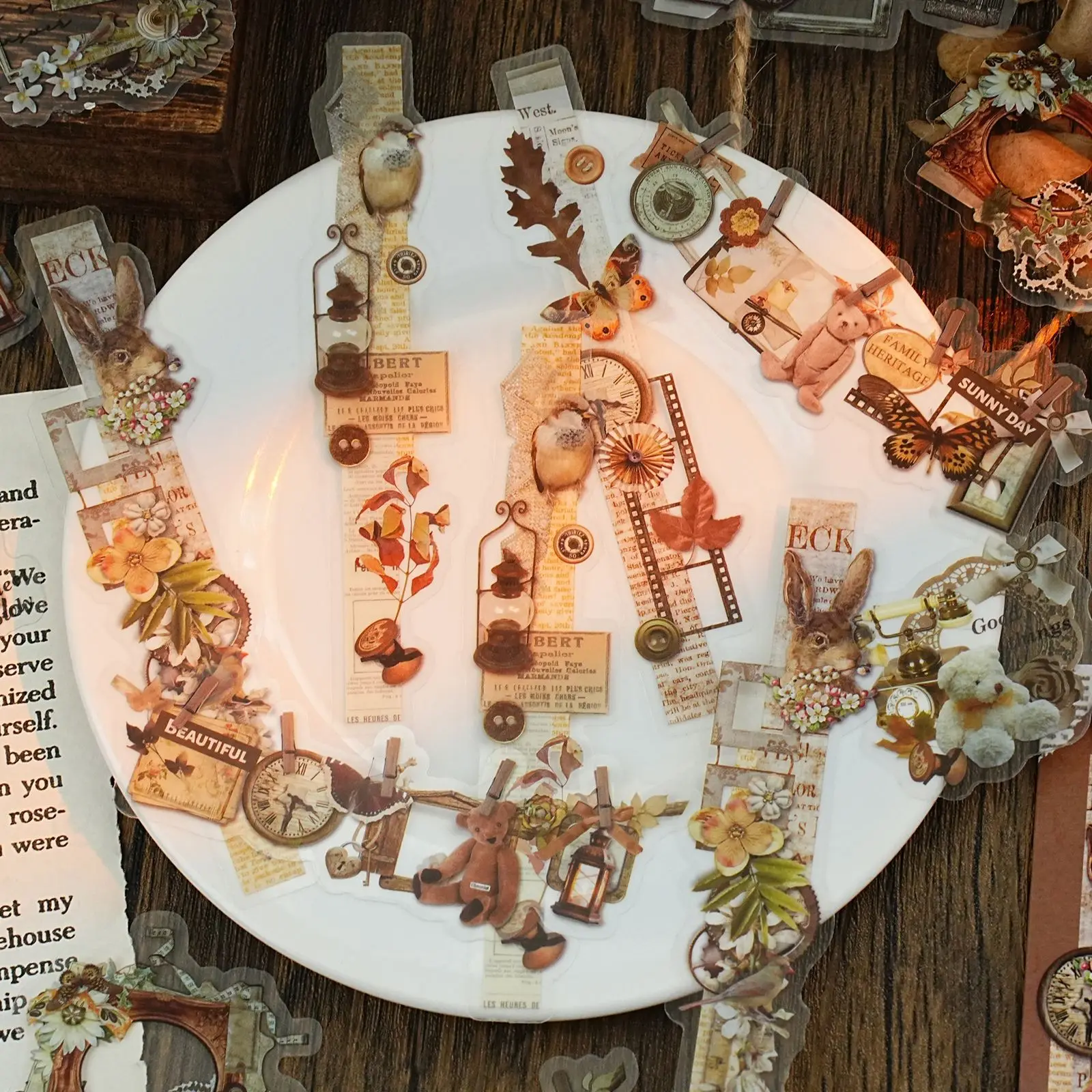 20pcs/1lot Kawaii Scrapbook Stickers Misty Garden Junk Journal Gold Planner Stationery Sticker Planner Decorative