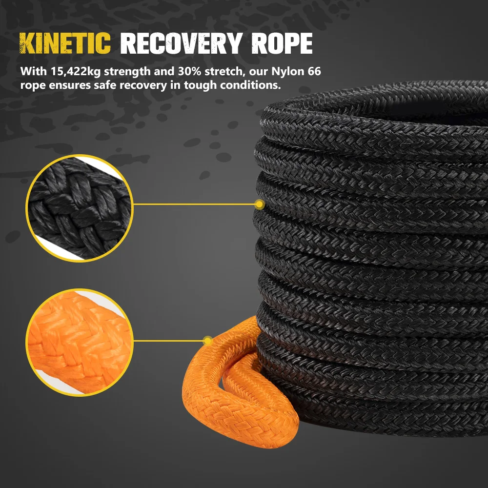 8PCS 4x4 Offroad Recovery Kit, Heavy Snatch Strap Shackles Snatch Block & Winch Dampener with Carry Bag