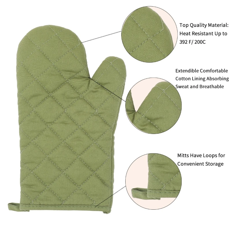 Baking Insulated Gloves 4PCS Set,BBQ Gloves, Extra Thicken Oven Mittens, Non-Slip Kitchen Mittens for Cooking Baking Grilling