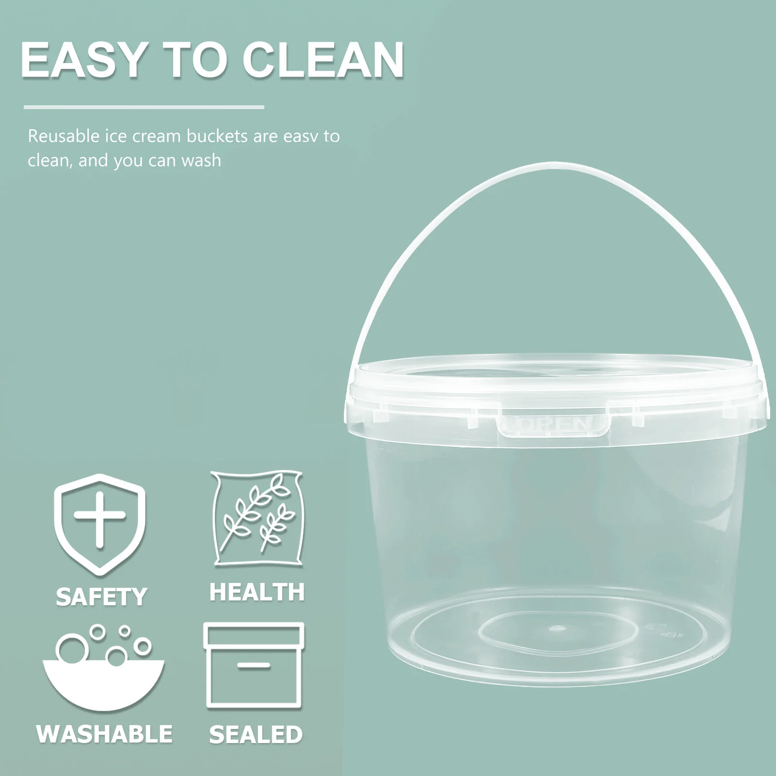 

8pcs PP Clear Storage Buckets 4L Kitchen Lobster Bucket Reusable Food Holders Portable Dessert Cups Safe Reliable Ice Cream